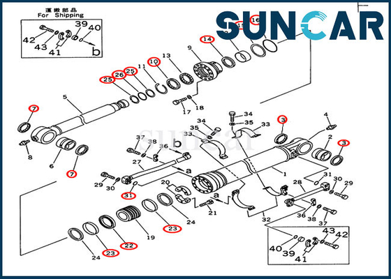 707-99-58110 kit de service de Kit Fits Models PC300LC-5 PC350-6 KOMATSU de joint de cylindre de seau