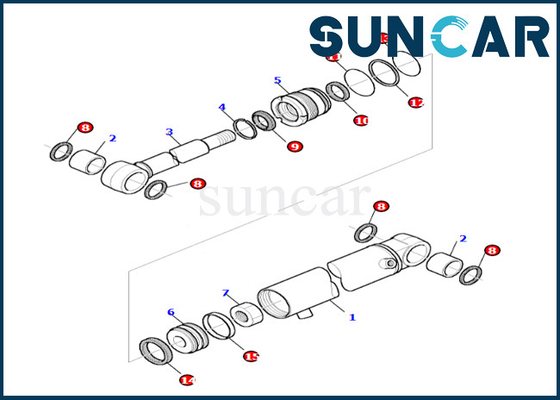Phoque de cylindre d'oscillation de boom Kit Komatsu 878000521 pour le cylindre d'oscillation du boom PC27R-8 scellant Kit Oil And Wear Resistance