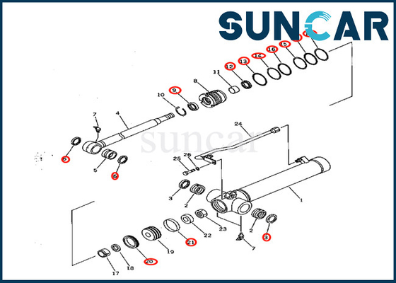 phoque Kit Komatsu Fits PC28UD-2 PC28UG-2 PC28UU-2 de réparation de cylindre du bras 7079822080 707-98-22080