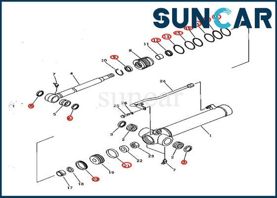 KOMATSU 707-98-22170 7079822170 pour le kit de service de cylindre de bras de PC28UD-2 PC28UG-2 PC28UU-2