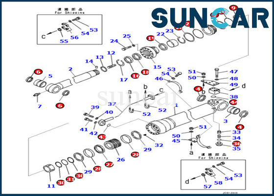phoque Kit For PC290LC-10 PC290NLC-10 de réparation de cylindre de bras de 7079959680 707-99-59680 KOMATSU