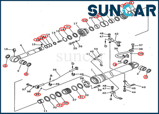 Réparation Kit For Overseas Version PC300-5 PC300LC-5 KOMATSU de cylindre de bras de Seal Kit 207-63-02120 d'excavatrice