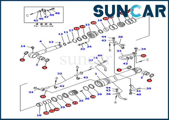 707-99-67280 excavatrice Service Kit de Kit Hydraulic Cylinder For PC300-6 PC300-6Z KOMATSU de joint de bras