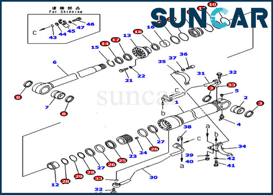 Kit de réparation de joint de boom 707-99-58360 7079958360 kit de cachetage de cylindre de PC300LC-6 PC300LC-6 KOMATSU