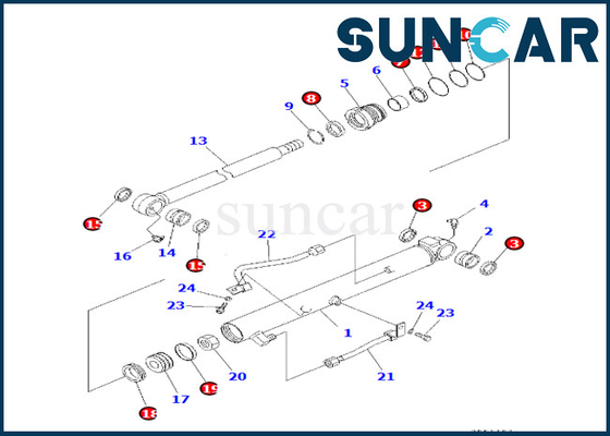 707-98-14260 7079814260 kit de rechange de cylindre de seau de Kit Komatsu For PC30R-8 de service de cylindre de seau