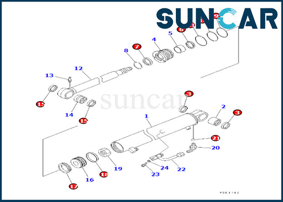 7079823810 kits de joint de réparation de cylindre de bras de 707-98-23810 KOMATSU adaptent PC35MR-1 PC35MRX-1A
