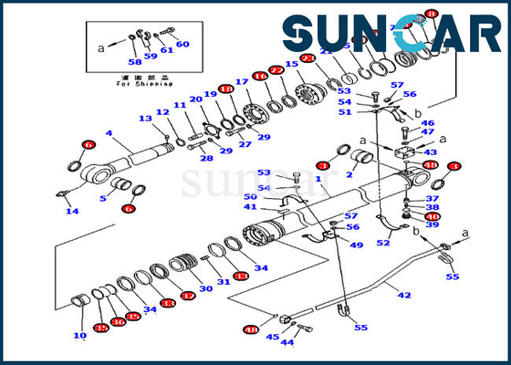 707-99-72280 phoque Kit Overseas Version de bras 7079972280 kits de réparation de cylindre de PC300-7 KOMATSU