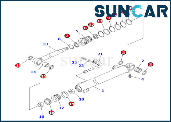 707-98-24281 cylindre de 7079824281 booms scellant le kit de service de cylindre de boom de Kit Komatsu For PC35MR-1 PC35MRX-1A