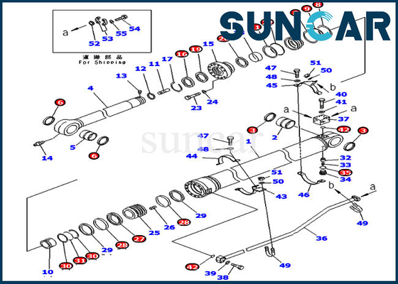 Excavatrice Service Kit 707-99-72300 modèles de Kit For Komatsu PC300LC-7 PC350LC-7 de joint de cylindre hydraulique