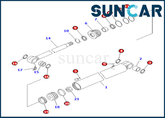 Réparation Kit For PC35MR-3 PC35MR-2 de joint de cylindre d'oscillation du boom 707-98-29630 de KOMATSU 7079829630