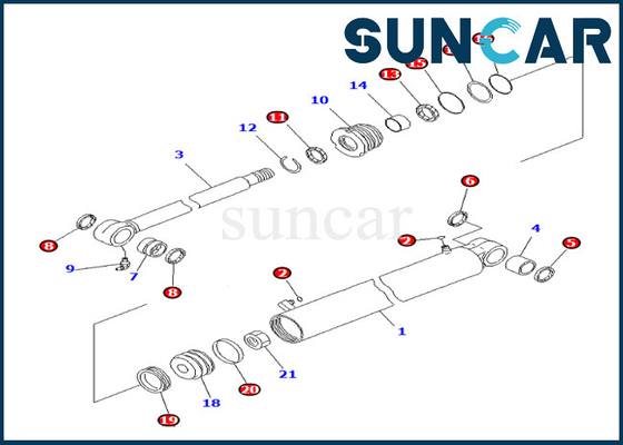 KOMATSU 707-98-29670 7079829670 huile de Kit For PC35MR-3 de joint de cylindre d'oscillation de boom et résistant à l'usure