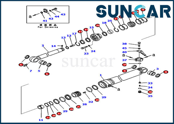 Excavatrice de Kit Fits Equipment Models PC360LC-11 PC390LC-11 de joint de cylindre de bras de KOMATSU 721-98-00520