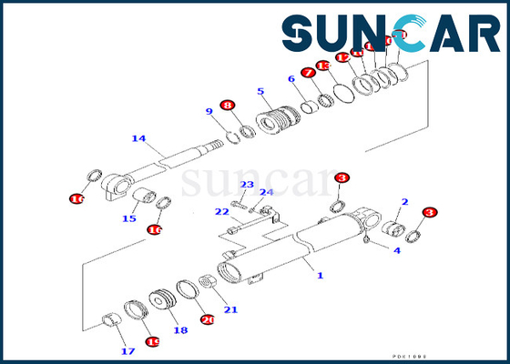 707-98-24280 cylindre de 7079824280 booms scellant le kit de réparation de cylindre de boom de Kit Fits PC35R-8 KOMATSU
