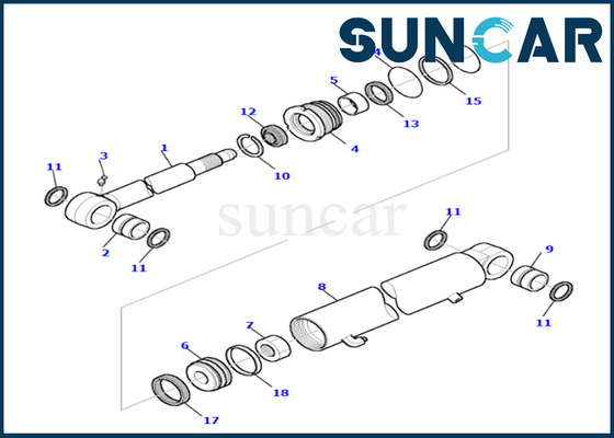 Le joint Kit Komatsu 878000655 de cylindre de bras adapte le kit résistant à l'usure de cachetage de cylindre du bras PC35R-8