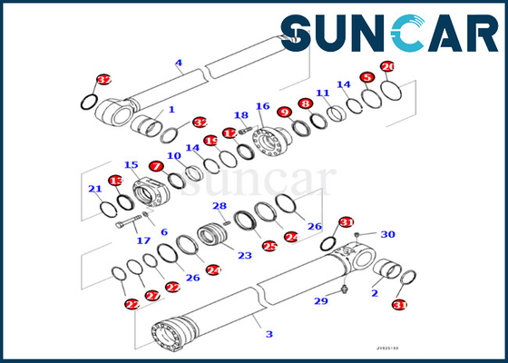 Cylindre de boom scellant Kit Komatsu 7219802600 721-98-02600 pour PC360LCI-11 PC390LCI-11