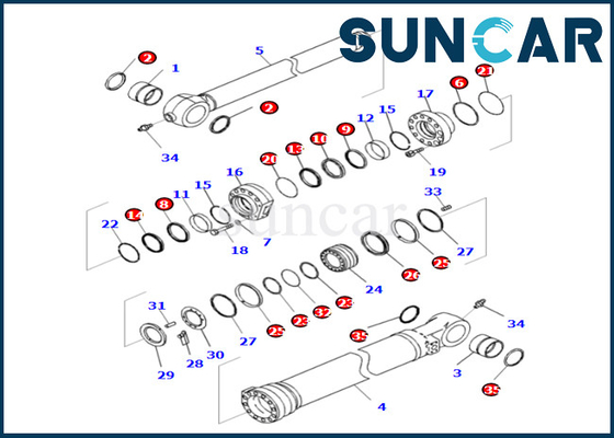 Kit de réparation de joint de cylindre de seau de KOMATSU 721-98-01990 7219801990 pour PC360LCI-11 D375AI-8E0 PC390LCI-11