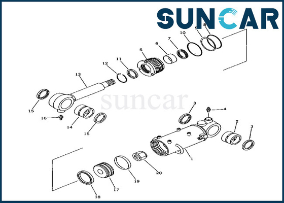 Kit de joint de cylindre de lame 21X-63-02050 21X6302050 pour le kit de réparation de cylindre de lame de PC38UU-1 KOMATSU