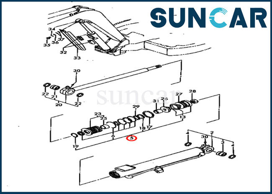 Boom YM172142-99340 scellant des kits de joint de Kit Hydraulic Cylinder For Komatsu PC30FR-1 PC30FR-2