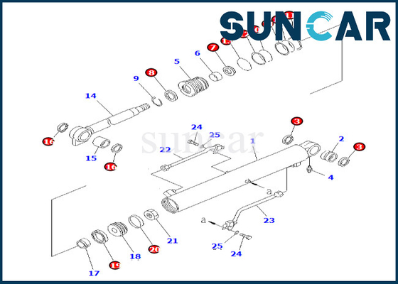 Kit de service de cylindre de boom 707-98-25600 7079825600 pour le kit de cachetage de cylindre de boom de PC38UU-2 KOMATSU