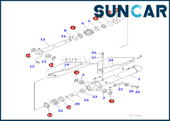 Cylindre de bras scellant Kit Komatsu 707-98-25260 7079825260 pour le kit de service de cylindre du bras PC38UU-3