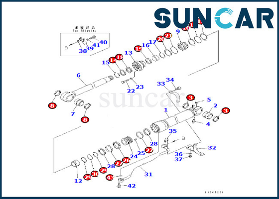 Phoque Kit Fits PC400LC-8 PC400-8 PC400-8R de réparation de cylindre du boom 707-99-67870 de KOMATSU 7079967870