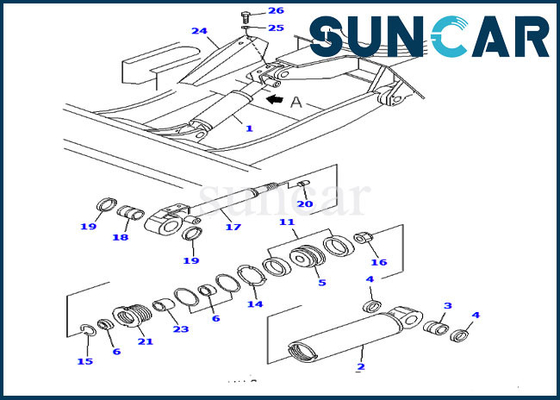 Kit de service de cylindre de lame de Seal Repair Kit For YM172422-72700 PC30FR-2 KOMATSU d'excavatrice