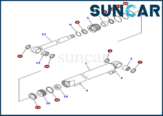 Excavatrice hydraulique de KOMATSU PC30MR-2 PC30MR-2-A d'ajustements de kits de réparation du kit 707-98-22870 de cachetage de cylindre de bras