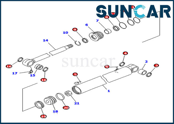 Le service Kit Fits For PC30MR-3 PC30MR-2 KOMATSU de cylindre d'oscillation de boom de la résistance à l'usure 707-98-23180