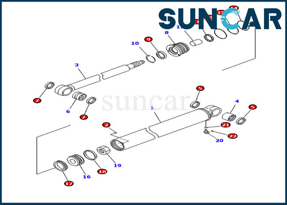 PC35MR-3 PC30MR-3 KOMATSU 707-98-23870 phoque Kit Hydraulic Cylinder de 7079823870 bras