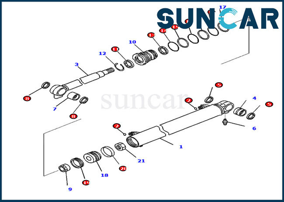Réparation Kit Komatsu Sealing Kits de joint de cylindre de boom de PC35MR-5 PC35MR-3 707-98-26070