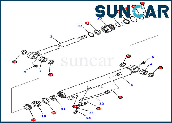 Kit de service de cylindre de seau 707-98-14350 7079814350 pour le modèle Parts de KOMATSU PC35MR-3 PC30MR-3