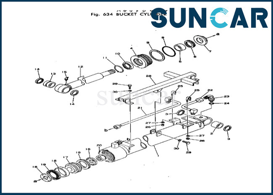 Phoque Kit For PC40-1 PC40-2 KOMATSU de cylindre de seau du kit de réparation de cylindre de seau 20T6376105 20T-63-76105
