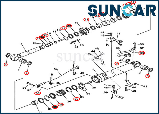707-99-69500 réparation Kit Fits Overseas Version PC450-6 PC450LC-6 KOMATSU de joint de cylindre de 7079969500 bras
