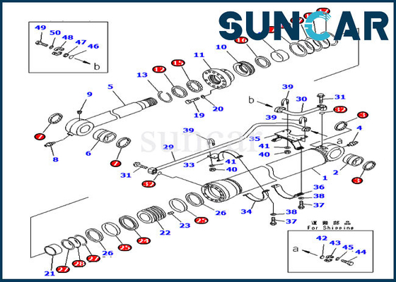 Phoque Kit Hydraulic Cylinder Fits de seau 707-99-68560 modèles de PC600-6 PC600LC-7 PC800-7 KOMATSU