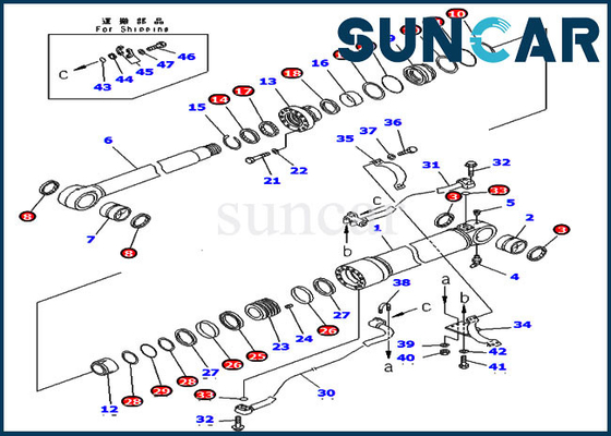 Excavatrice 7079967305 Boom Service Kit Hydraulic Cylinder de PC400-6C PC400LC-6Z KOMATSU 707-99-67305