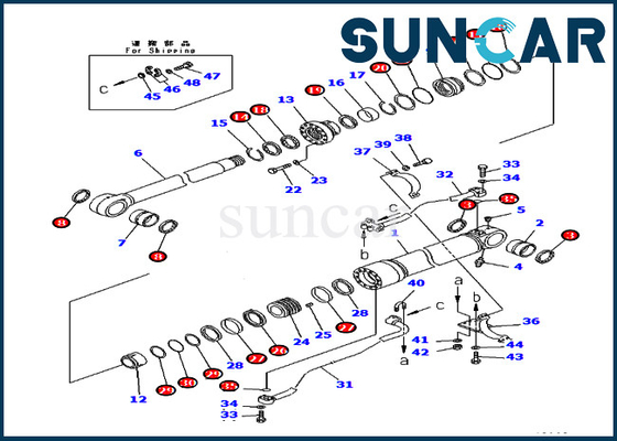 PC400-7 PC400LC-7 KOMATSU 707-99-72310 phoque Kit Excavator Service Kits de cylindre de 7079972310 booms