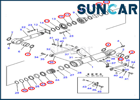 Kit de réparation de joint de cylindre de seau 707-99-65220 pour l'excavatrice Heavy Equipment de PC400-7 PC400LC-7 KOMATSU