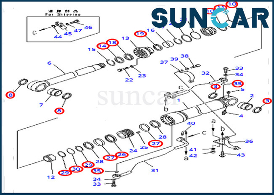 Cylindre hydraulique du kit 707-99-72320 de joint de réparation de boom pour les modèles d'outre-mer de KOMATSU PC450-8 PC400-7 de version