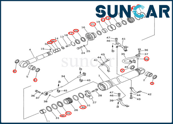 Phoque Kit Bucket Cylinder Seal Kit 7079968510 de cylindre de bras de KOMATSU 707-99-68510 KOMATSU pour PC400 PC400-6Z
