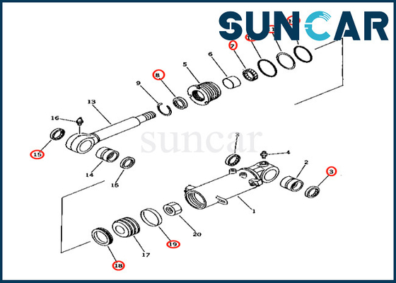 Kit de joint de cylindre d'ascenseur de lame 707-98-32810 7079832810 pour le kit de cachetage de cylindre d'ascenseur de lame de PC40-7 PC40MR-1 KOMATSU