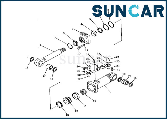 Kit de joint de cylindre de décharge du fond de KOMATSU 2086395300 208-63-95300 pour le kit de réparation de cylindre de décharge du fond de PC400-1 PC400LC-1