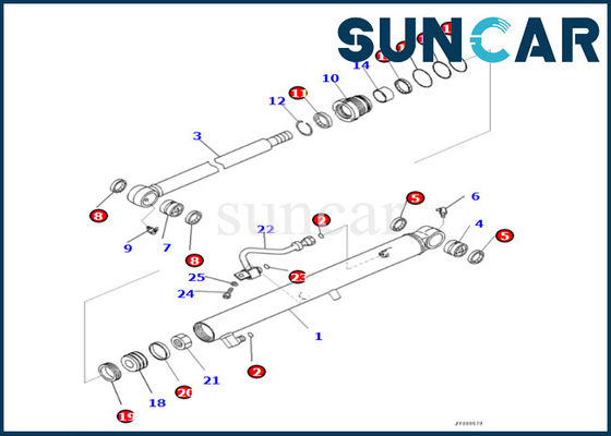Kit de joint de cylindre de seau de KOMATSU 707-98-15780 7079815780 pour le kit de cachetage de cylindre de seau de PC45MR-5 PC45MR-5