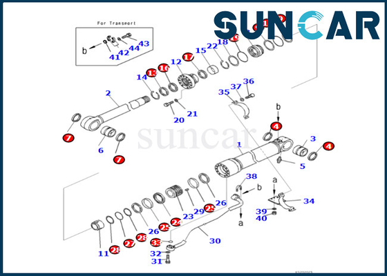 KOMATSU 721-98-00130 7219800130 kit de cachetage de cylindre de boom de Kit Fits PC490LC-11 PC490LCI-11 de joint de cylindre de boom