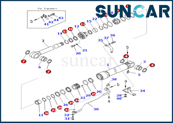 Kit de joint de cylindre de boom 721-98-00560 7219800560 pour le kit de réparation de joint de cylindre de boom de PC490LC-10 PC490HRD-11E0 KOMATSU