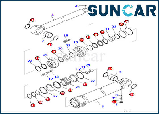 Kit de réparation de joint de cylindre de bras de kit de joint de cylindre de bras de KOMATSU 721-98-01750 7219801750 PC490LCI-11