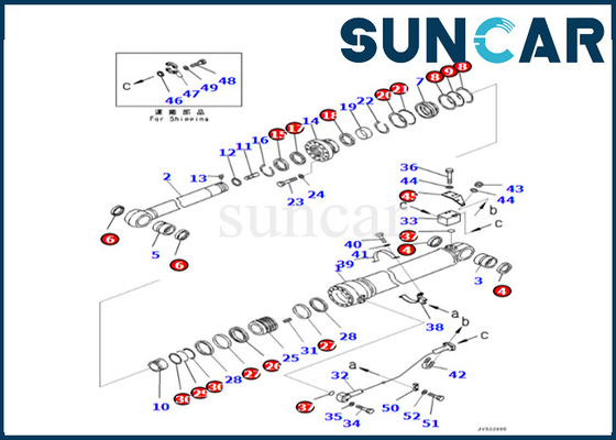 Kit de réparation de cylindre de bras des ajustements 707-99-76180 PC500LC-8R PC500LC-8 du kit 707-99-76180 de joint de cylindre de bras de KOMATSU