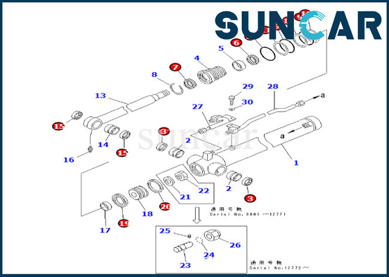 707-98-26620 7079826620 kit de cachetage de cylindre de bras de Kit For PC50UUM-2 PC50UU-2 de joint de cylindre de bras