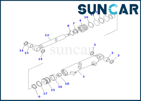 phoque Kit For GD623A-1 GD521A-1 KOMATSU de cylindre de décalage de côté de lame de 23B-63-01260 23B6301260