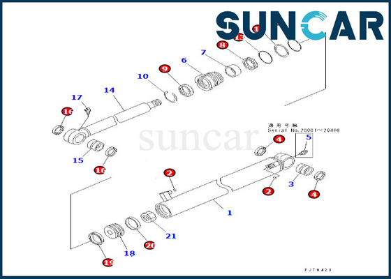707-98-25310 7079825310 kit de service de cylindre de seau de Kit Fits PC58UU-3 KOMATSU de joint de cylindre de seau