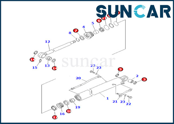 707-98-26580 7079826580 pour le phoque Kit Bucket Cylinder Seal Kit de cylindre de bras de PC60-7 PC60-7S KOMATSU